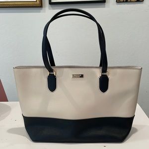 Black and white Kate spade leather tote